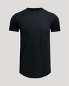 Black Tall Pima Cotton Blend Curved Hem Crew t-shirt displayed on a neutral background, showcasing a classic men's basics style with a curved hem and short sleeves.