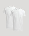 Two white t-shirts on a light gray background