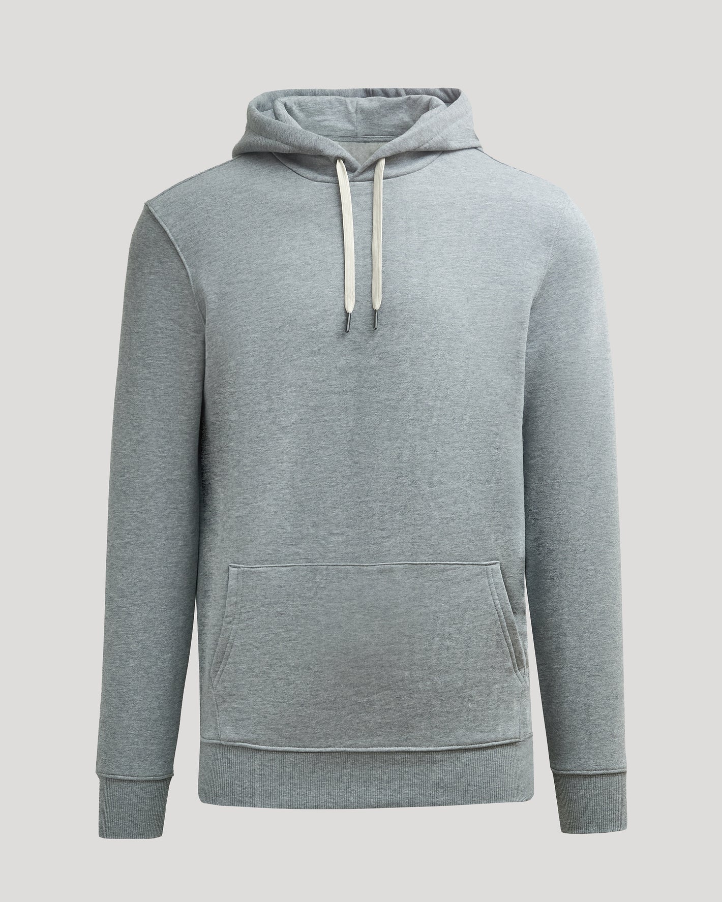 Medium Heather Gray Tall Fleece French Terry Pullover Hoodie with kangaroo pocket.