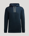 Navy Tall Fleece French Terry Pullover Hoodie with white drawstrings.