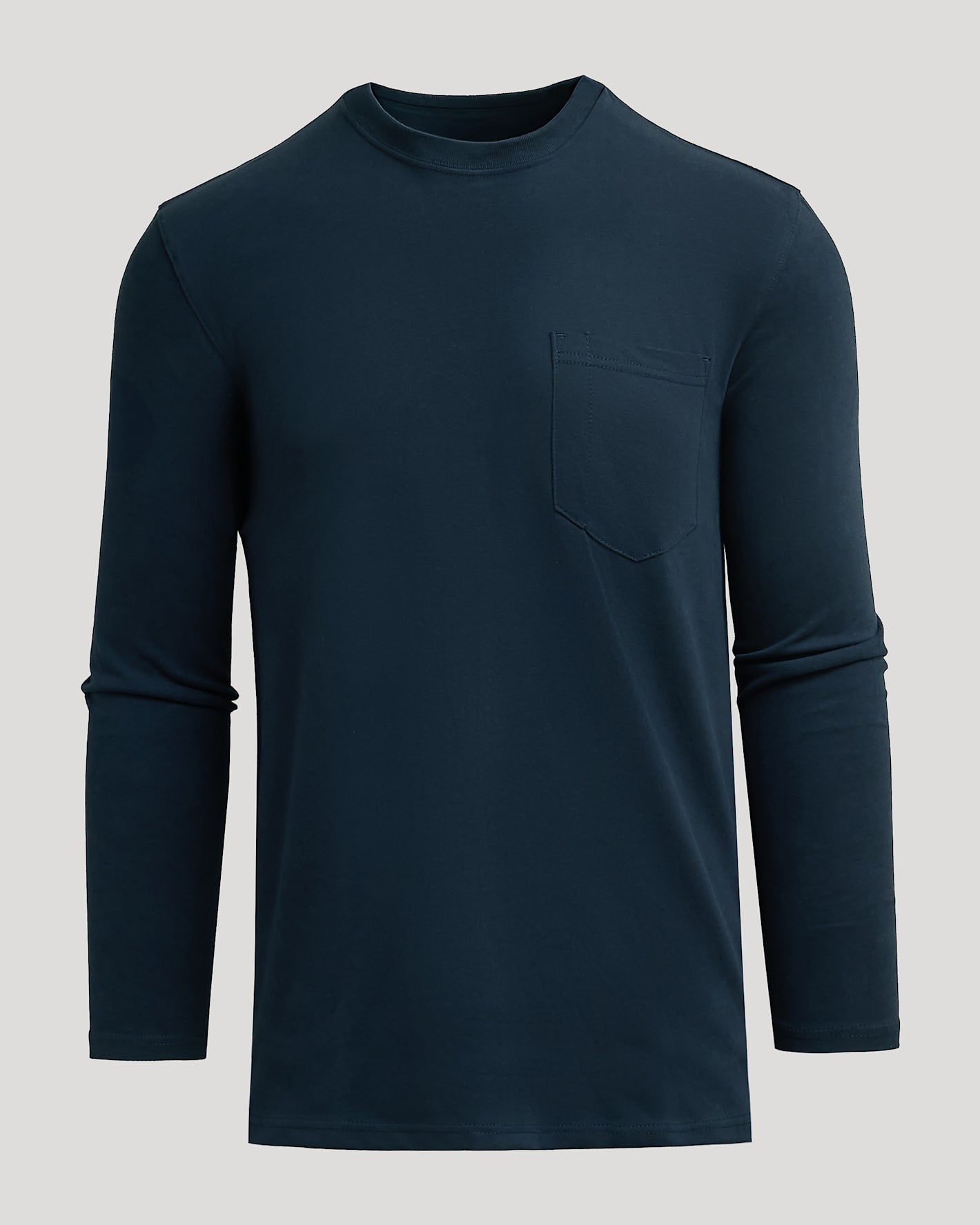 Navy Tall Heavyweight Long Sleeve Pocket Crew with chest pocket.