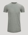 A short-sleeve crewneck t-shirt in heather gray, shown on a solid light gray background.