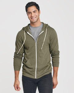 True ClassicMilitary Green Fleece Zip Hoodie