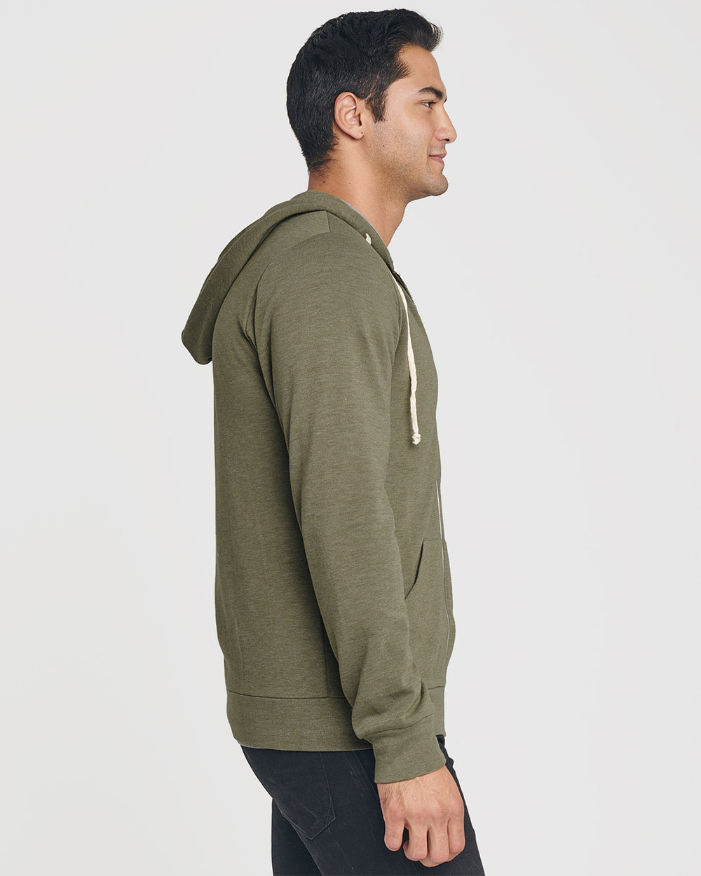 Military Green Fleece Zip Hoodie