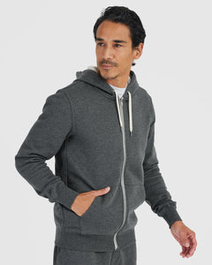 True ClassicCharcoal Heather Gray Fleece French Terry Zip Hoodie