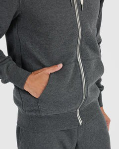 True ClassicCharcoal Heather Gray Fleece French Terry Zip Hoodie