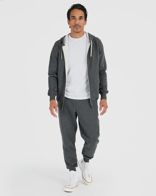 Charcoal Heather Gray Fleece French Terry Zip Hoodie