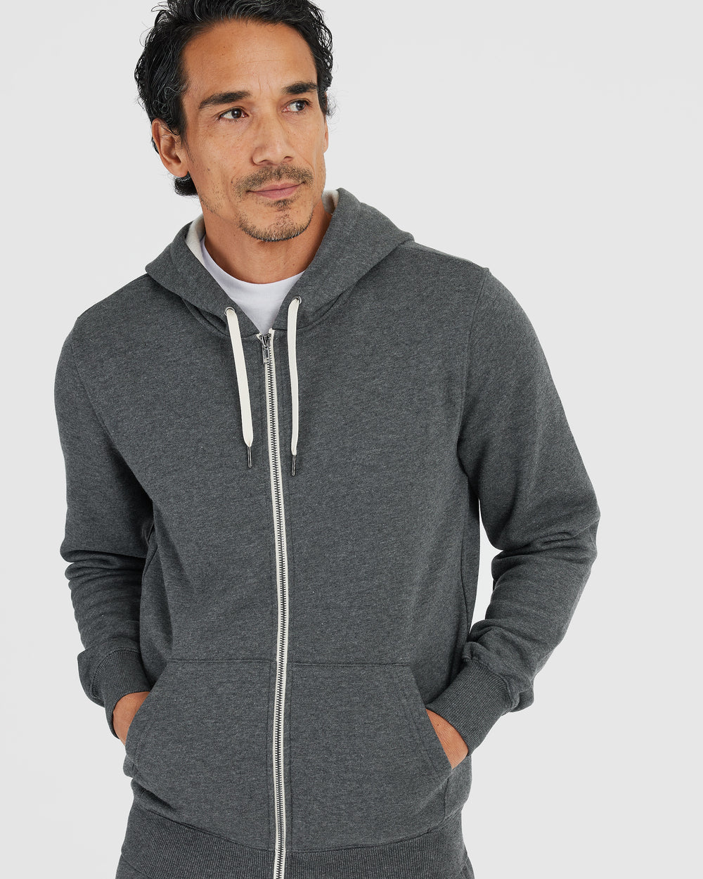 Charcoal Heather Gray Fleece French Terry Zip Hoodie