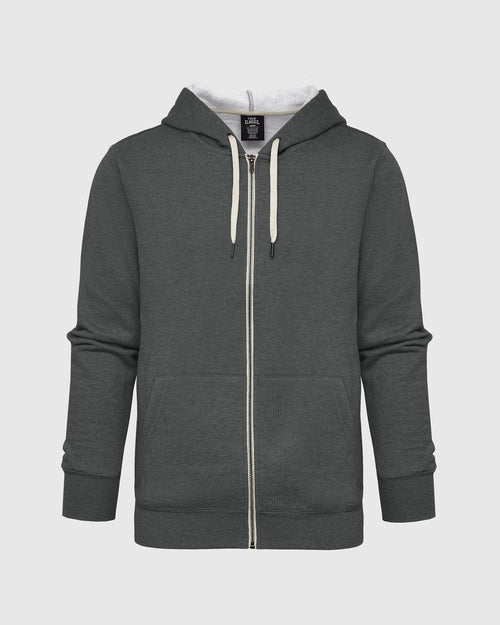 Charcoal Heather Gray Fleece French Terry Zip Hoodie