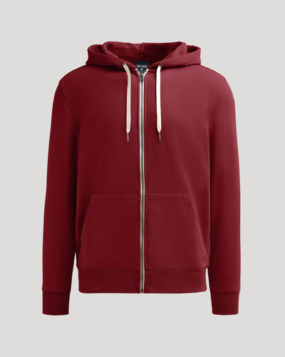 Fleece Full Zip Hoodie - Dark Maroon