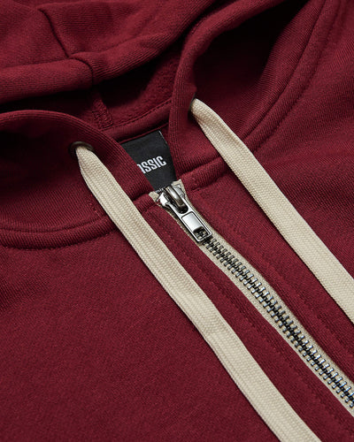 Fleece Full Zip Hoodie - Dark Maroon