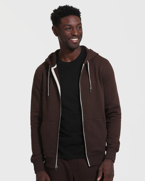 Dark Oak Fleece Zip Hoodie and Jogger Set