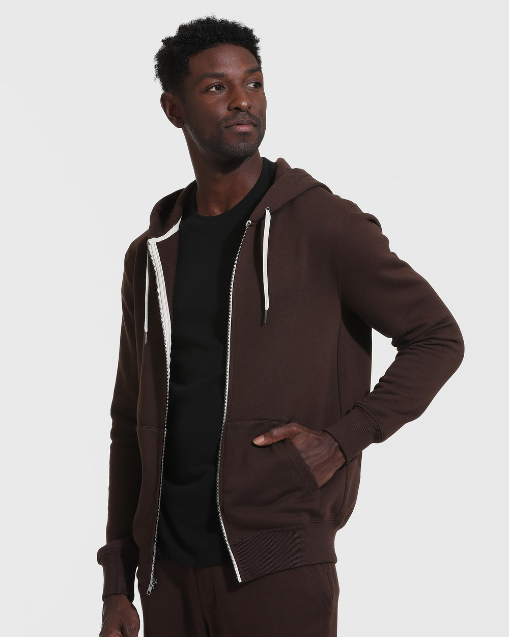 Dark Oak Fleece French Terry Zip Hoodie