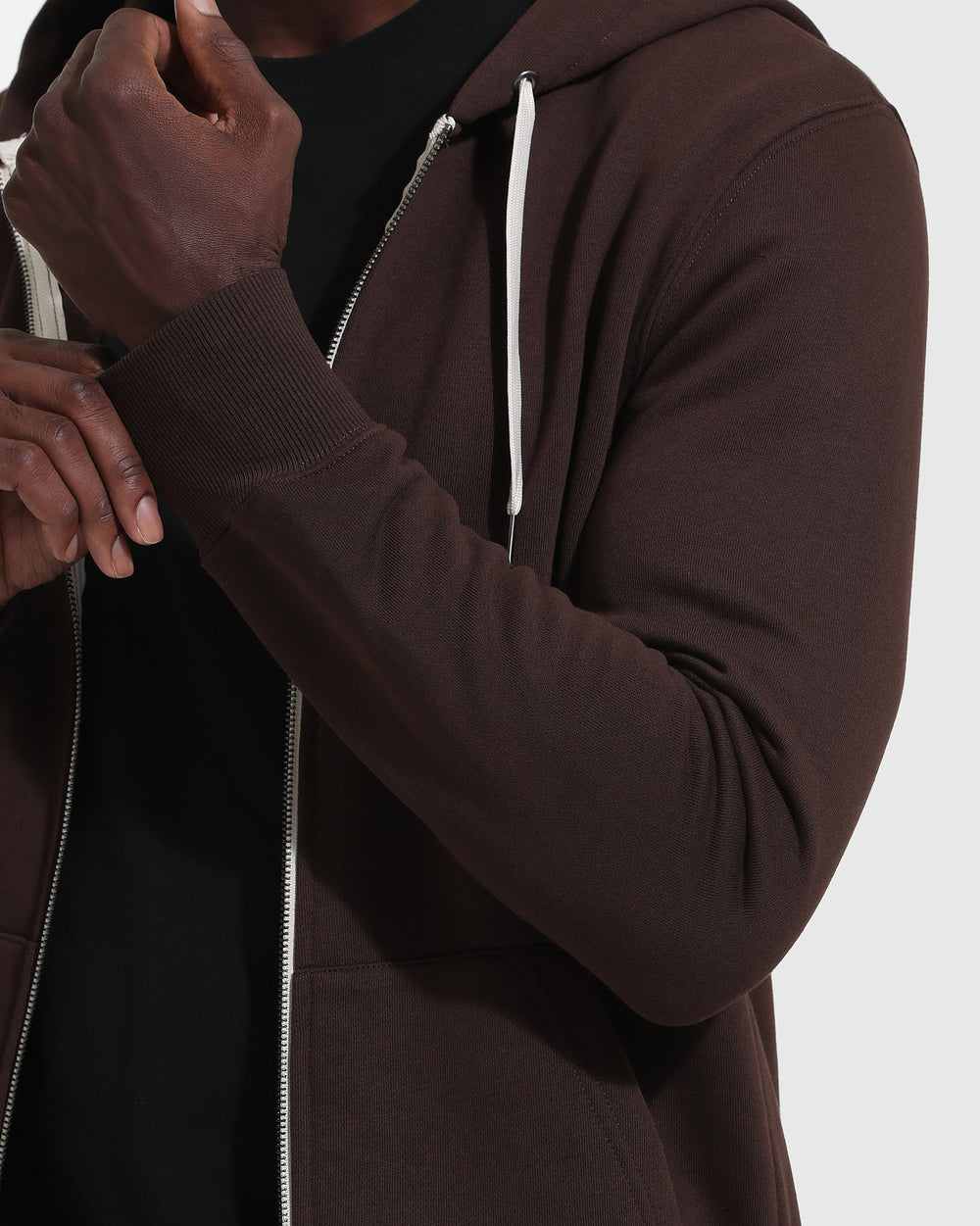 Dark Oak Fleece French Terry Zip Hoodie