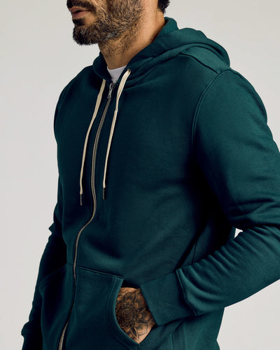Fleece Full Zip Hoodie - Emerald