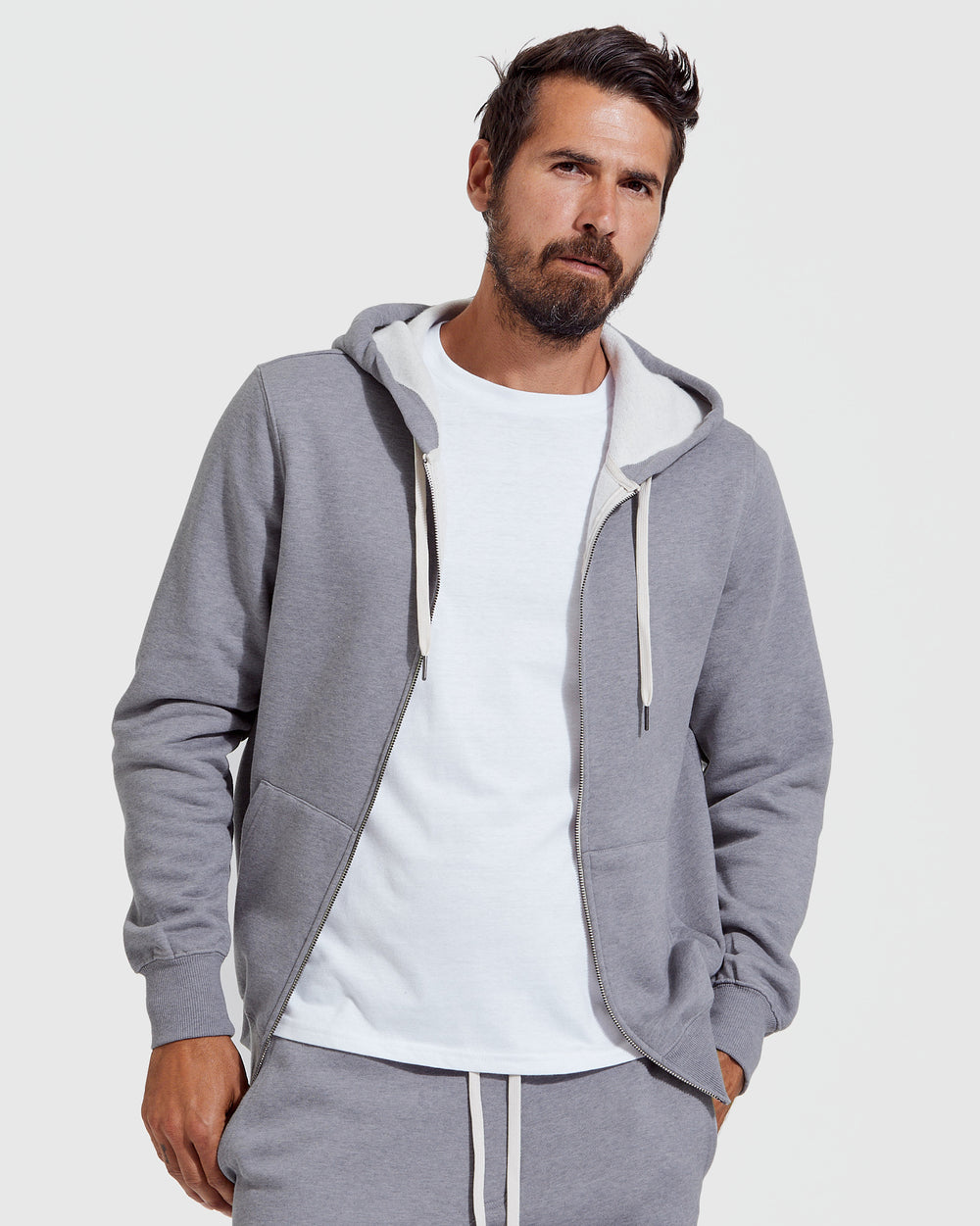 Heather Gray Fleece French Terry Zip Hoodie