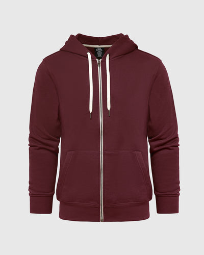 Fleece Full Zip Hoodie - Mahogany