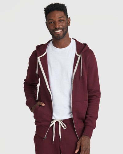 Fleece Full Zip Hoodie - Mahogany