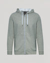 Dark Heather Gray Fleece French Terry Zip Hoodie with kangaroo pocket.