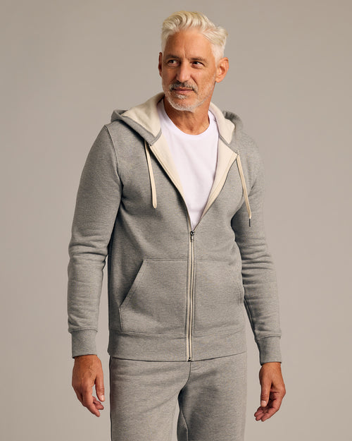 Medium Heather Gray Full Zip Fleece Hoodie & Jogger 2-Pack