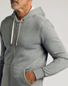 Dark Heather Gray Fleece French Terry Zip Hoodie with kangaroo pocket.