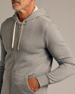 True ClassicDark Heather Gray Fleece French Terry Zip Hoodie