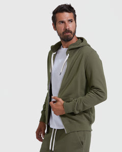 True ClassicMilitary Green Fleece French Terry Zip Hoodie