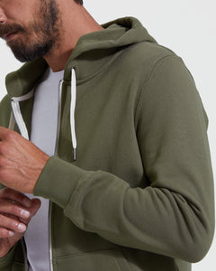 True ClassicMilitary Green Fleece French Terry Zip Hoodie