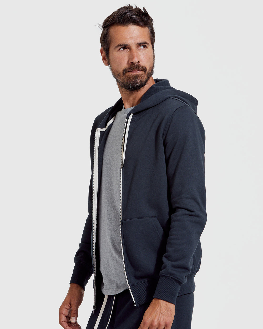 Navy Fleece French Terry Zip Hoodie