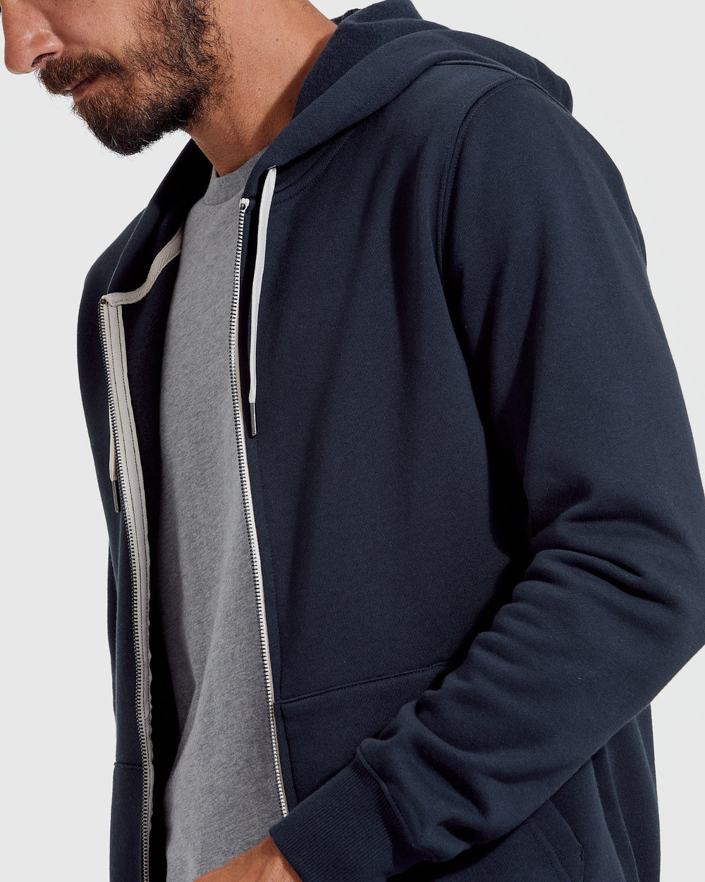 Navy Fleece French Terry Zip Hoodie