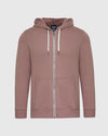 Slate Mauve Fleece French Terry Zip Hoodie with zip front and kangaroo pockets.