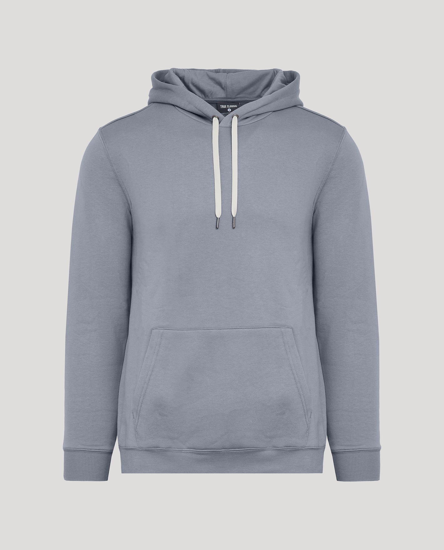 Dusty Blue Fleece French Terry Pullover Hoodie with kangaroo pocket.