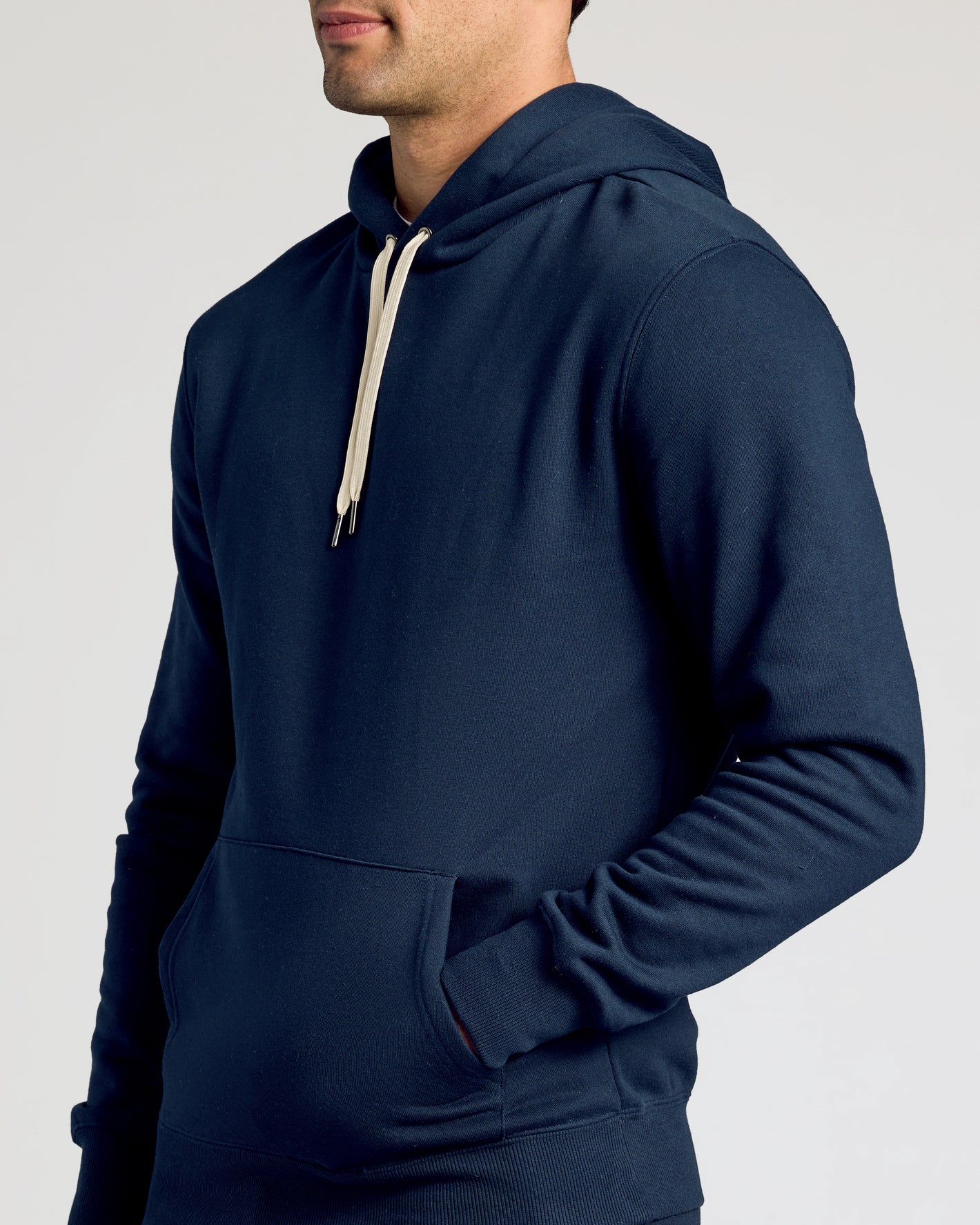 Navy Fleece French Terry Pullover Hoodie