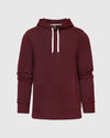 Mahogany Fleece French Terry Pullover Hoodie with kangaroo pocket and drawstrings.