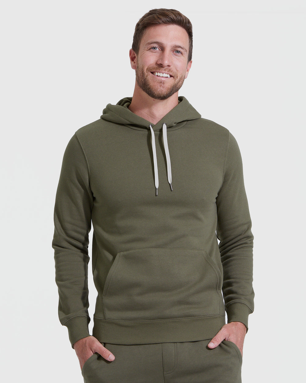 Military Green Fleece French Terry Pullover Hoodie