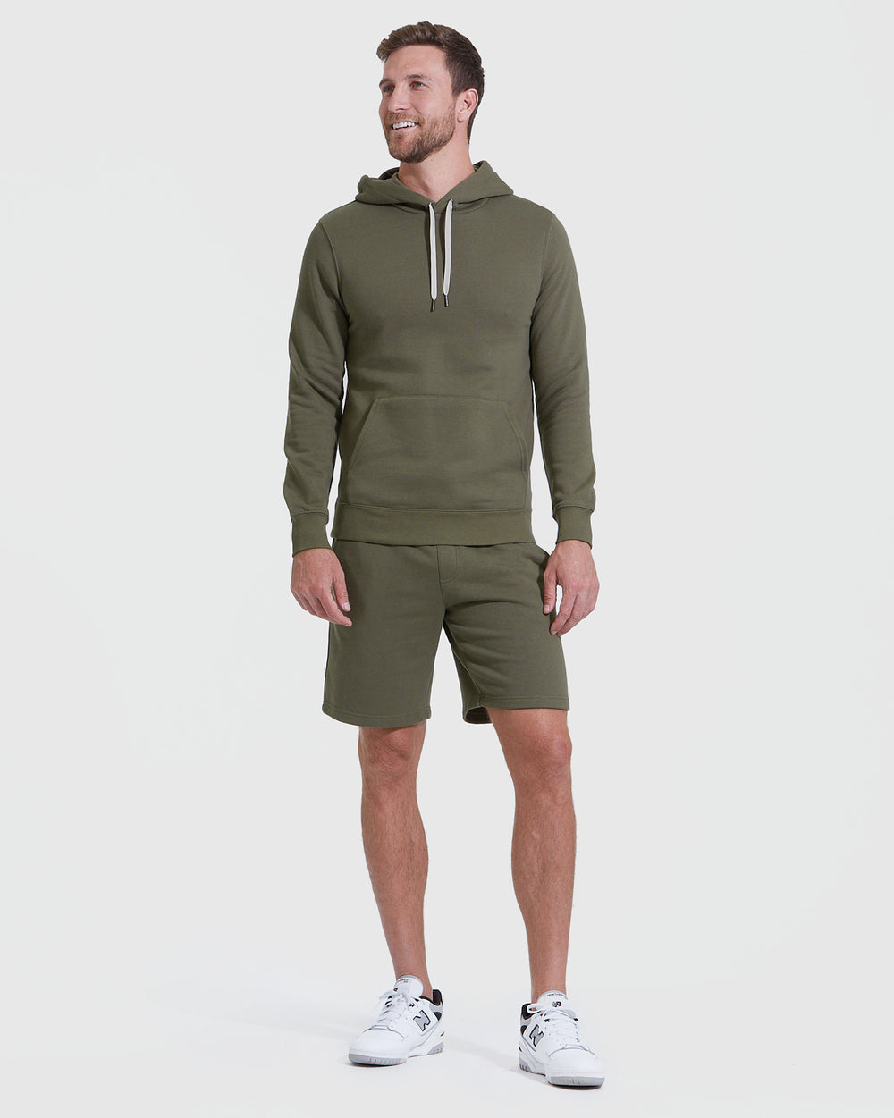 Military Green Fleece French Terry Pullover Hoodie