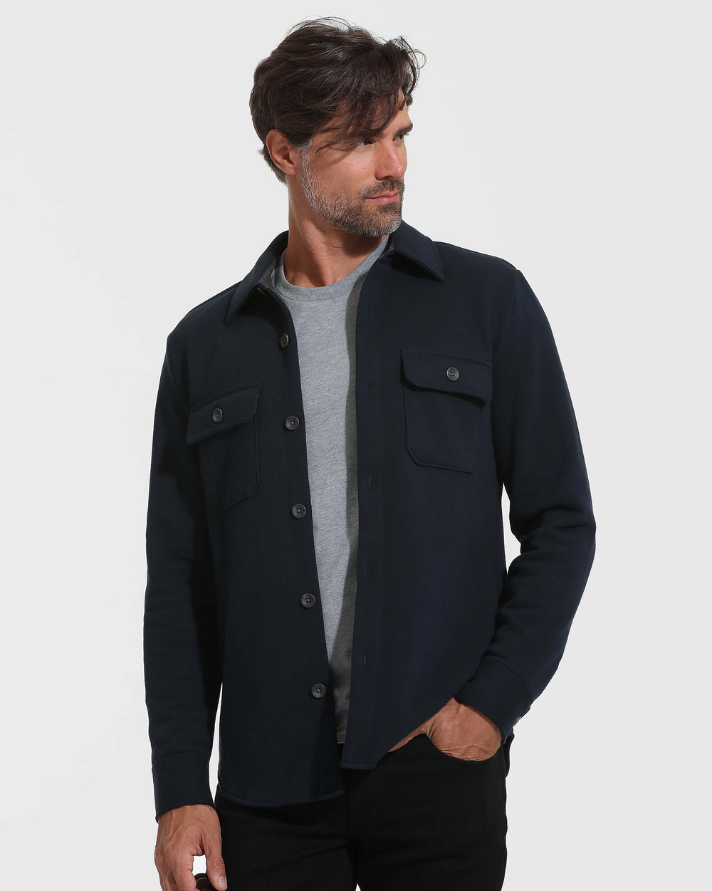 Navy Fleece Shacket