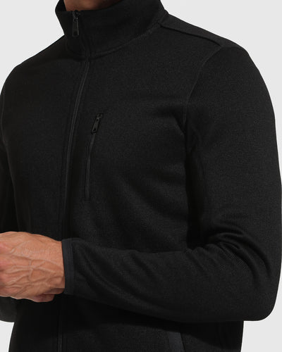 Fleece Sweater Jacket - Black