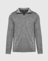 Gray Sweater Fleece Jacket with zip pockets and stand-up collar.