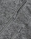 Gray Sweater Fleece Jacket with dual zippers on heathered knit fabric.