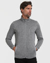 Gray Sweater Fleece Jacket with high collar and zippered chest pocket.