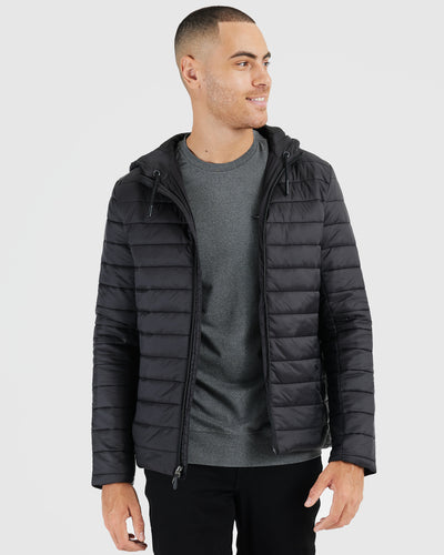 Hooded Puffer Jacket - Black