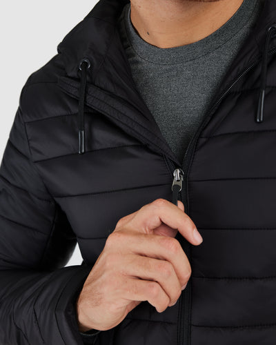 Hooded Puffer Jacket - Black