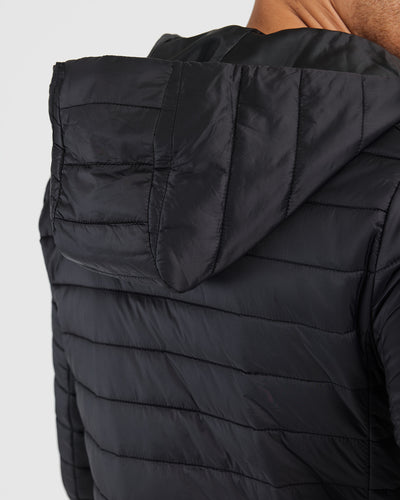 Hooded Puffer Jacket - Black