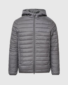 True ClassicGunmetal Hooded Puffer Jacket