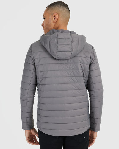 Hooded Puffer Jacket - Gunmetal