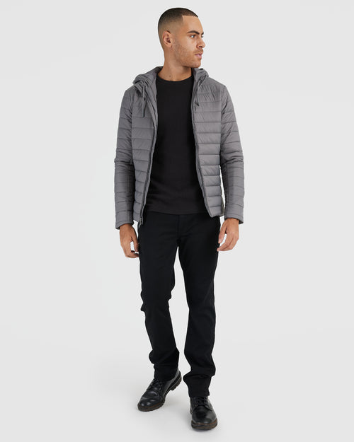 Gunmetal Hooded Puffer Jacket