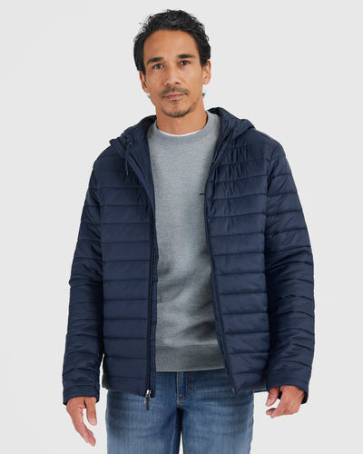 Hooded Puffer Jacket - Navy