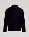 Black Sherpa Full Zip Jacket with stand-up collar and zippered chest pocket.