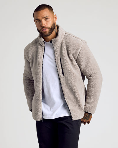 Sherpa Full Zip Jacket - Taupe